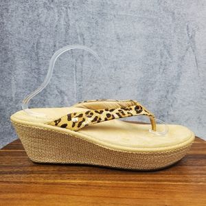Vionic Grenada Sandals Women's 11 Leopard Print Platform Wedge Slip On